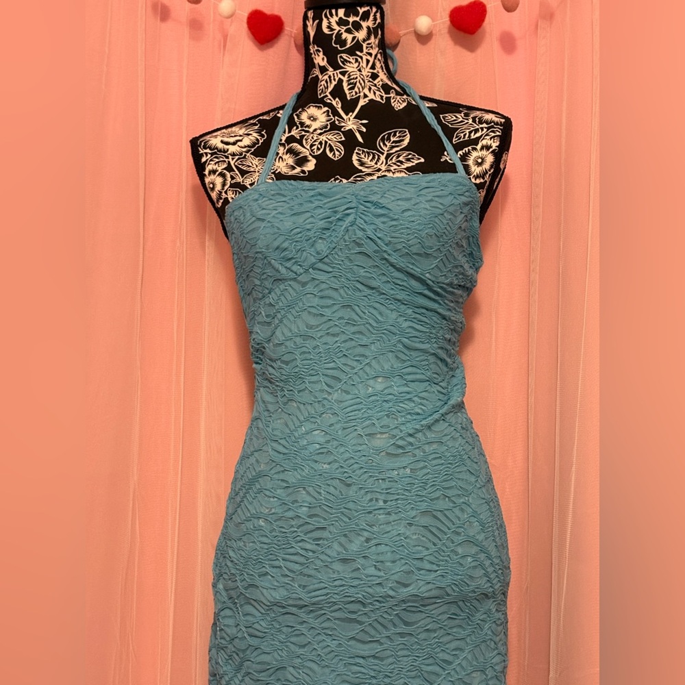 Textured swim cover-up in Aqua Blue